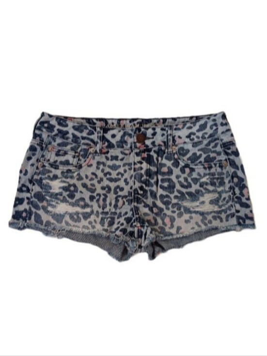 American Eagle Outfitters Pants - American Eagle Outfitters Blue and Red Leopard Jean Shorts | EUC | Shortie